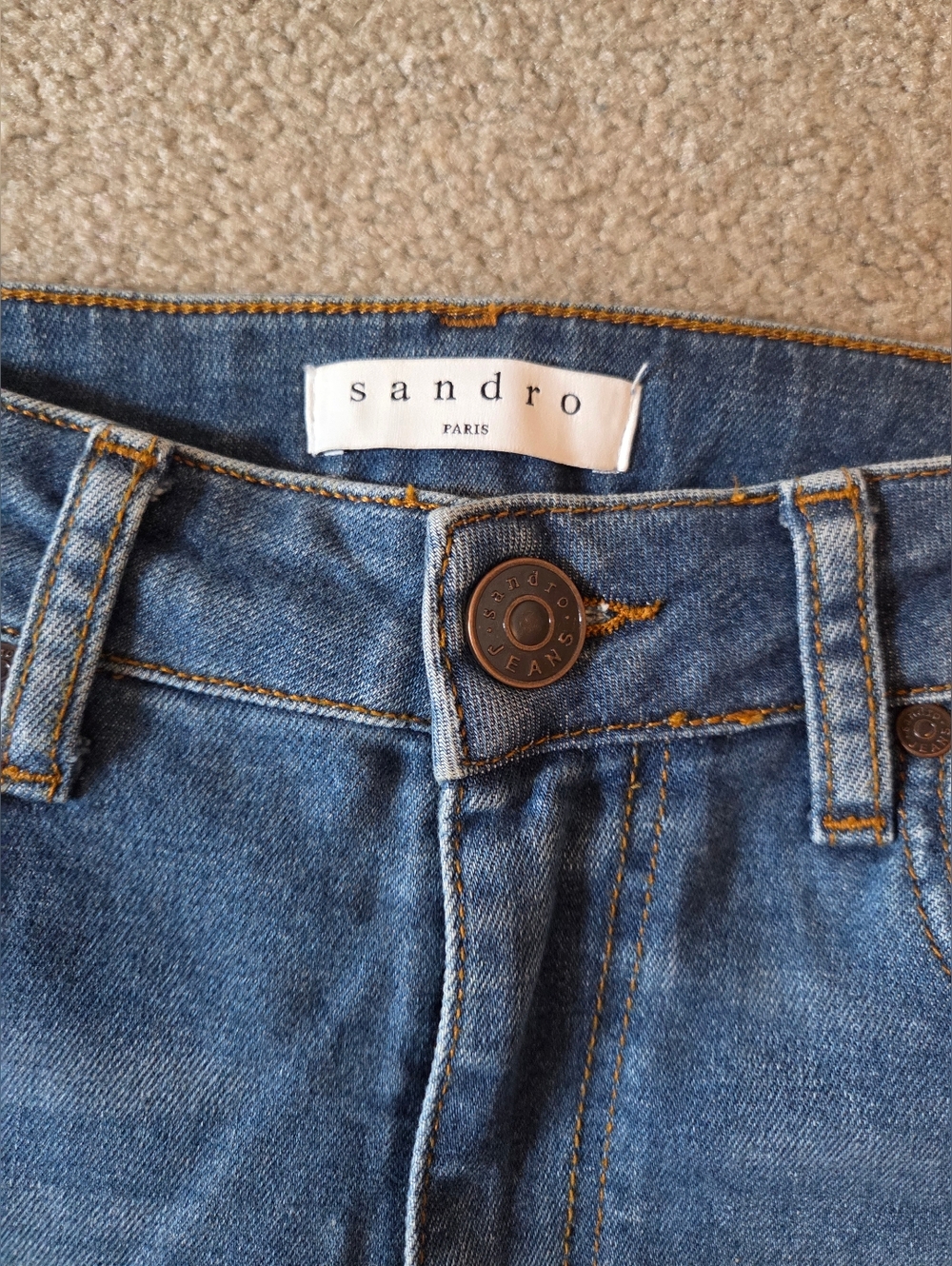 Sandro Button Hem Skinny High Rise Jeans - Picture 2 of 7